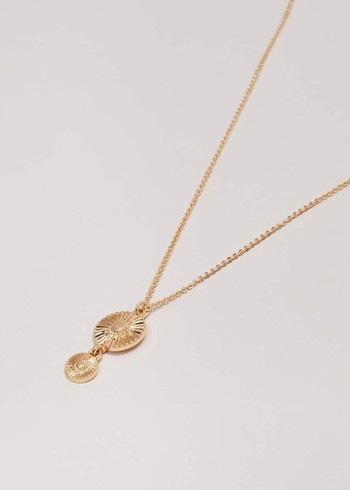 Phase Eight Gold Textured Disc Pendant Jewellery Gold USA | 3584092-QI